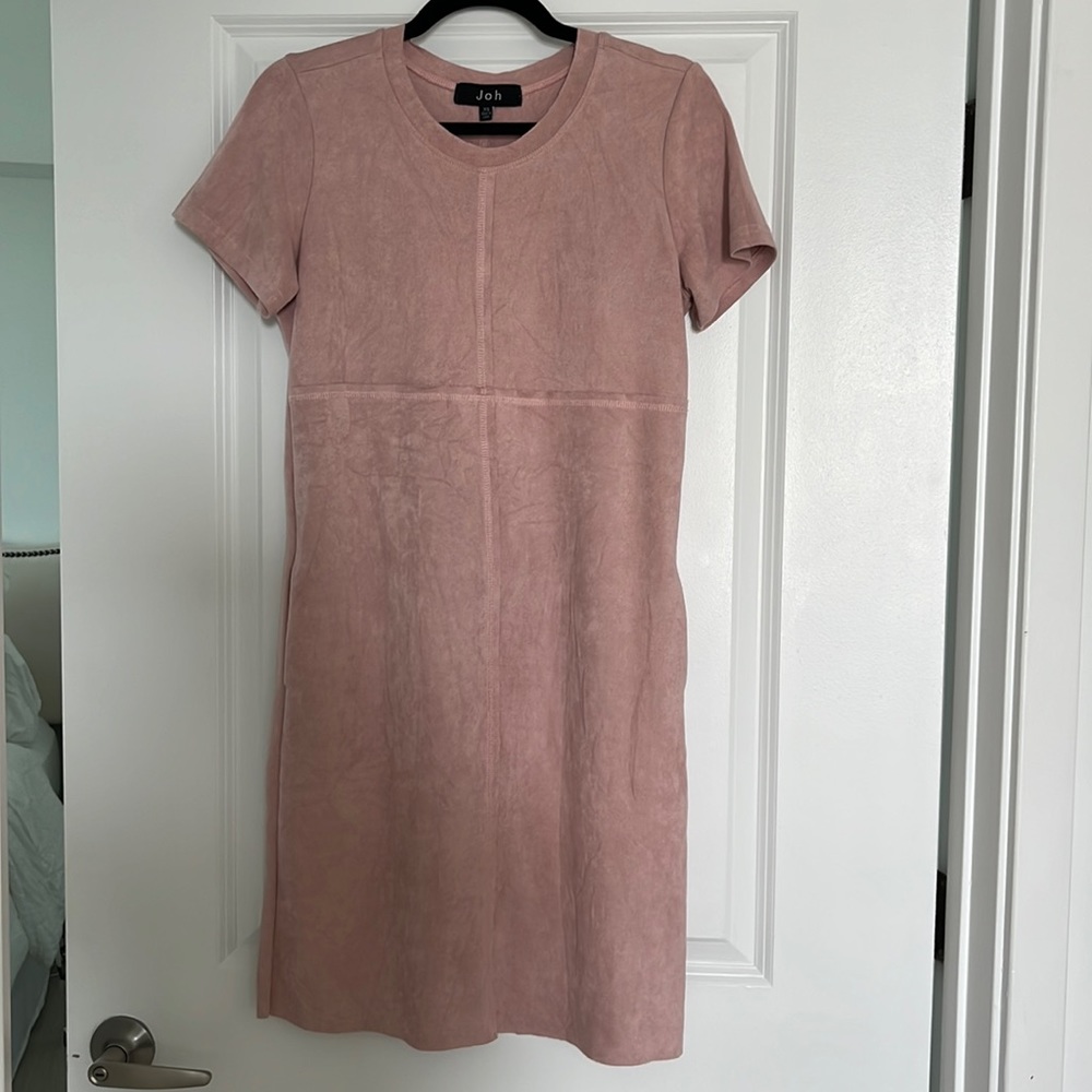 JOH Pink/Blush Faux Suede Patchwork Dress